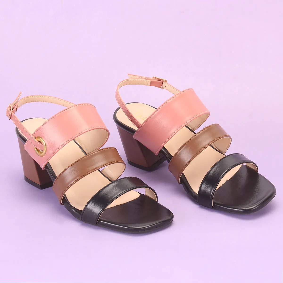 Womens "MICHELLE" Block Heeled Open Toe Sandals