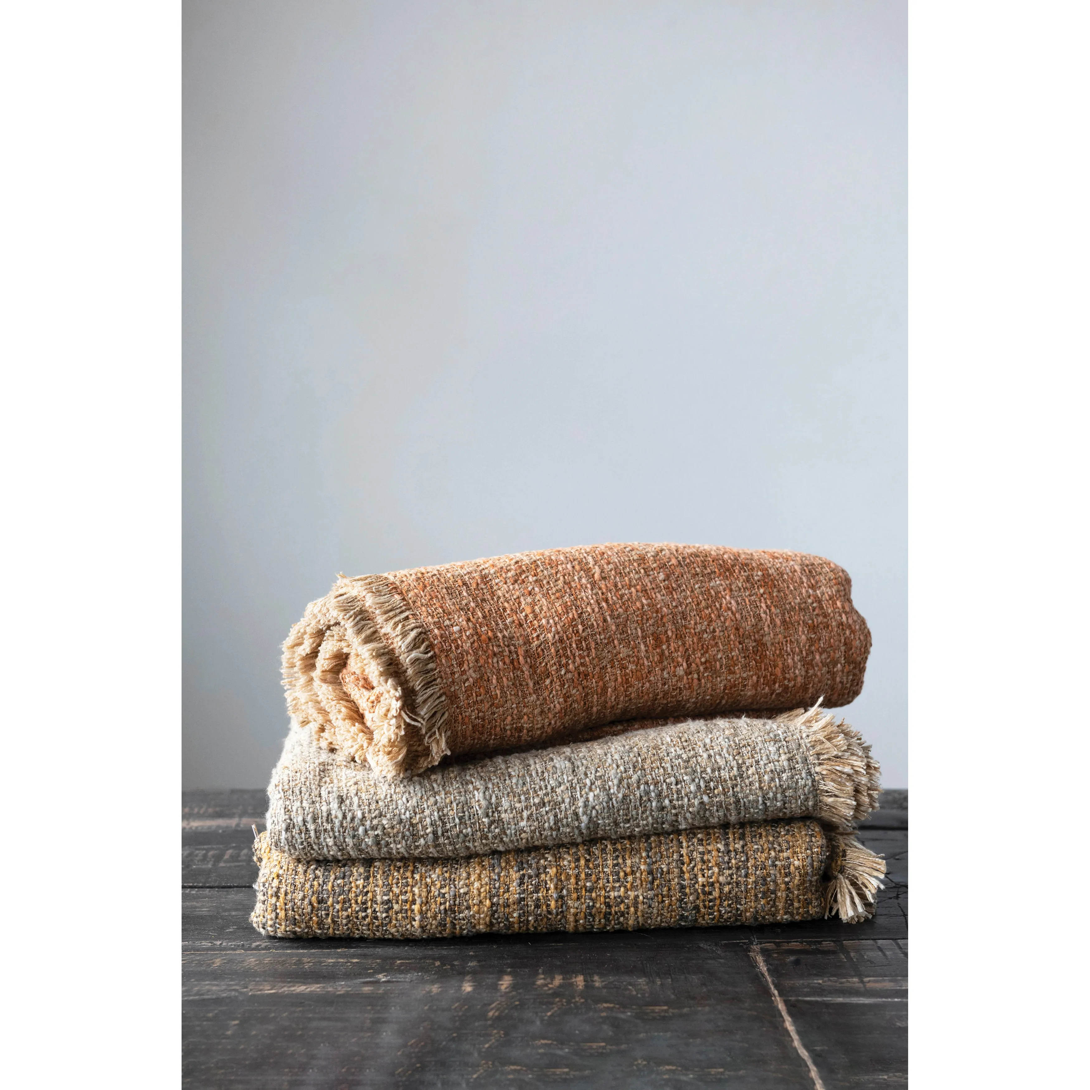 WOVEN MELANGE BOUCLE COTTON THROW