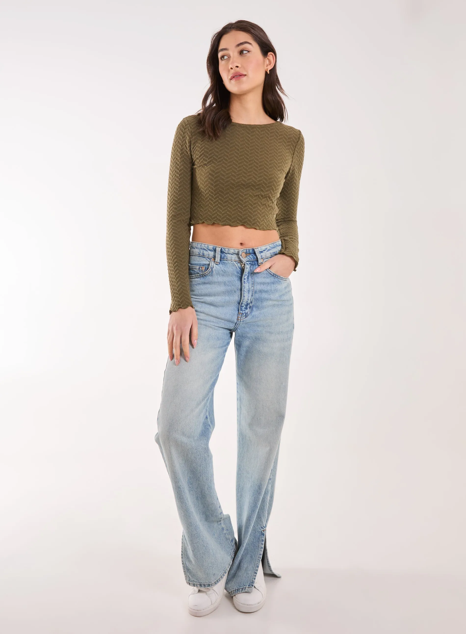 Zig Zag Jersey Long Sleeve Top
